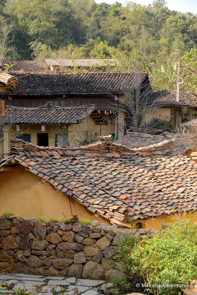 Tiled roofs and rammed-earth houses in Then Pa village, Ha Giang