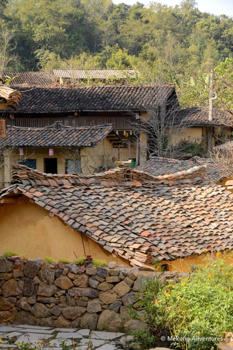 Tiled roofs and rammed-earth houses in Then Pa village, Ha Giang